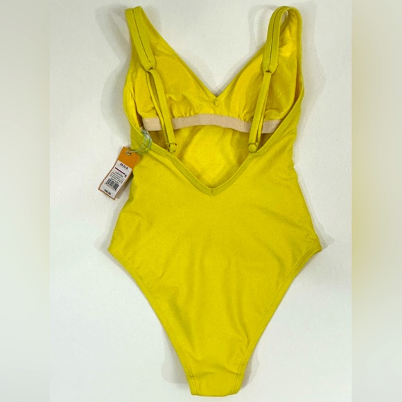 Kona Sol Canary Yellow Fully Lined V Neck & Back Swimsuit Medium Coverag… - Picture 2 of 7